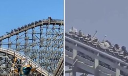 海洋世界过山车发生故障后，乘客被困长达一个小时