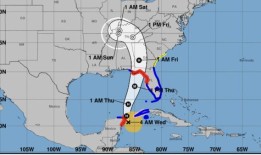 飓风“海伦”追踪器：模型显示了飓风向佛罗里达狭长地带移动的路径，导致紧急状态和疏散